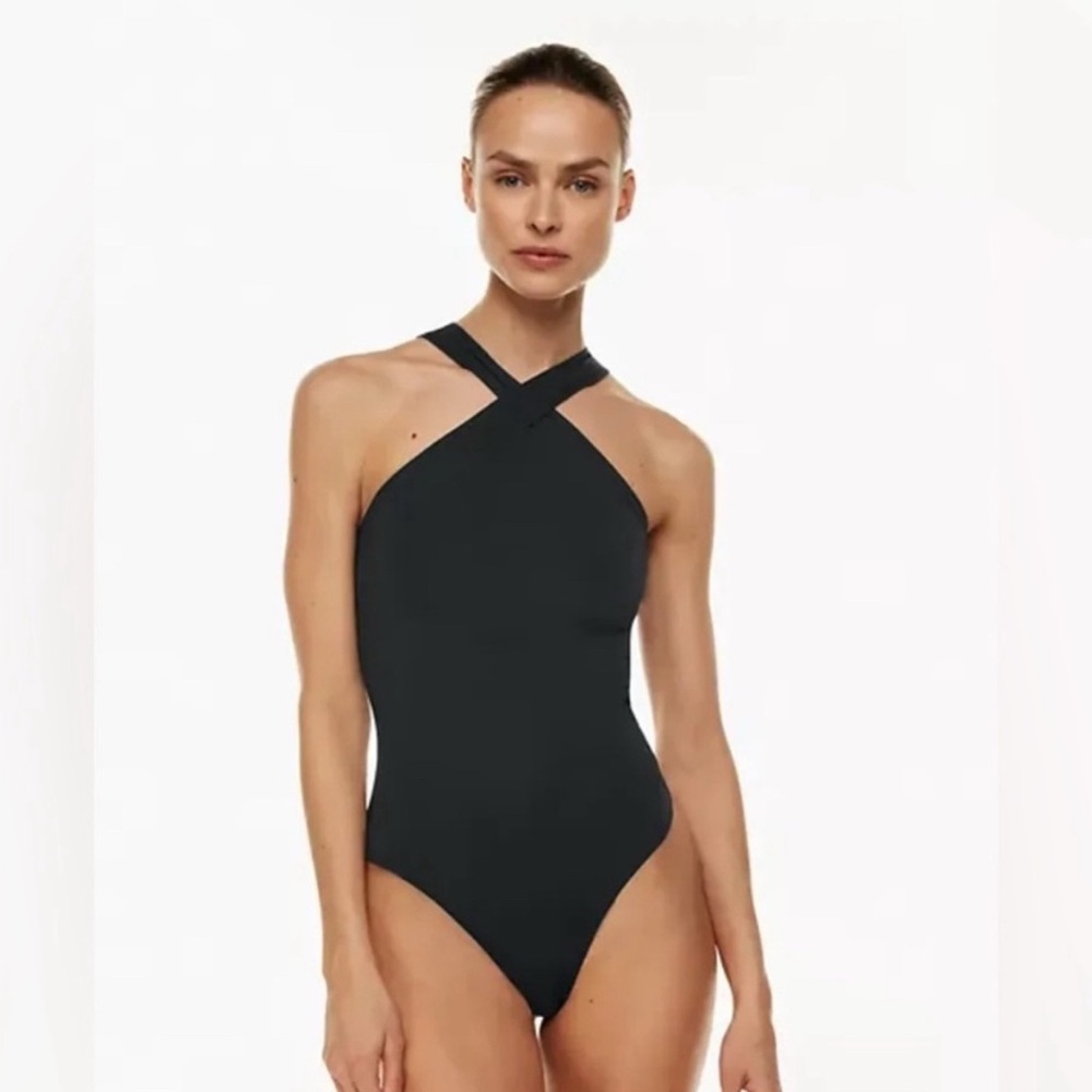 Aritzia Babaton Cross-Neck Bodysuit GREEN